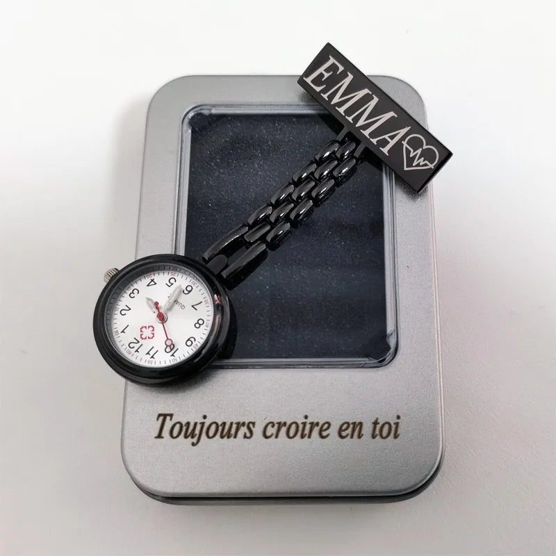 Noir Éternel – Matte Black Clip-On Pocket Watch